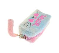 OSOLADY Fluffy Makeup Bag Cute Plush Cosmetic Storage Pouch Travel Makeup Case Cartoon Embroidery Warm Interior for Women for Toiletries and Cosmetics