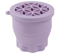 OSOLADY Folding Silicone Makeup Brush Cleaning Cup with Scrubber Mat Portable Brush Cleaner Bowl Makeup Tool for Easy Drying and Storage (Purple)