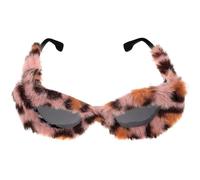 OSOLADY Furry Cat Eye Sunglasses Novelty Eyeglasses Plush Material for Women with Unique Design, for Party and Daily Life Costume Accessory