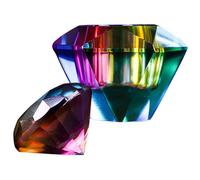 OSOLADY Glass Nail Dappen Dish with Lid, Small Octagonal Crystal Monomer Liquid Holder, High Transparency Iridescent Glass Cup for Nail Art Acrylic Tools