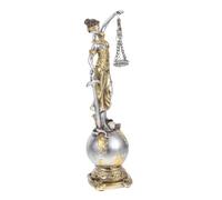 OSOLADY Goddess of Justice Resin Statue Silver Finish Round Base Sculpture Home and Office Ornament Figurine Desk Decor