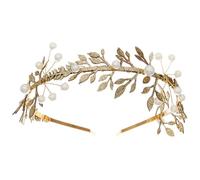 OSOLADY Gold Headpiece Bride Headpieces for Wedding Roman Wreath Elegant Zinc Alloy Faux Pearl Leaf Hairband Strong Reliable Bridal Showers Accessory