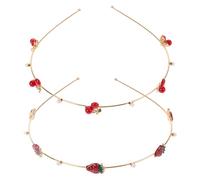 OSOLADY Hair Accessories Hair Bands Strawberry and Cherry 2pcs Metal Headbands Sturdy Alloy Delicate and Wearable with Unique Fashion Taste for Women for Weddings and Parties