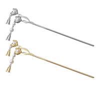 OSOLADY Hair Sticks 2pcs with Sturdy Structure and Compact Design Elegant Pearl Flower Alloy Material Hair Bun Pin Accessories for Women for Recital and Party
