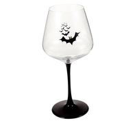 OSOLADY Halloween Bat Wine Glass Goblet Burgundy Crystal Red Wine Goblet Black Bow Tie Decorative Reusable Glass Cup for Party Bar Celebration