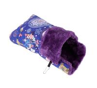 OSOLADY Hamster Sleeping Bed Plush Canvas Warm Pet Sleep Pouch Hanging Nest for Sugar Glider Squirrel Small Animal Cozy Hideout Blue Deer Pattern