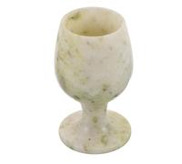 OSOLADY Handmade Blue Lantian Jade Chalice Goblet, Mini Stone Wine Cup 52x85mm Unique Texture, Vintage Sacred Drinking Vessel for Altar, Communion, and Decorative Use