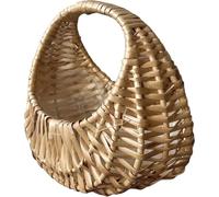 OSOLADY Handmade Rattan Flower Basket with Handle, Rustic Half-Moon Design, for Flower Arrangement and Wedding Party Supply, Khaki Colour
