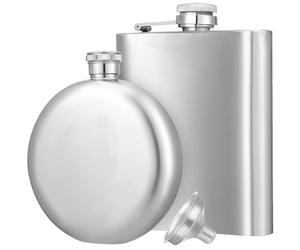 OSOLADY Hip Flask Set Includes 5oz and 7oz Square Drinking Flasks with Funnel Stainless Steel Comfortable to for Outdoor Activities Like Fishing