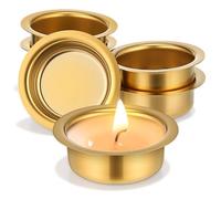 OSOLADY Incense Holder and Offices Elegant Hotels Middle Eastern Style 6pcs Stainless Steel Gothic Tea Cup Lights, Votive Candle Holders Candle Wind Protectors
