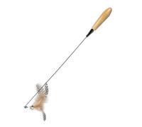 OSOLADY Interactive Cat Wand with Replaceable Spring Head and Wooden Handle, Khaki Color, Finger-safe Kitten for Indoor Cat Entertainment