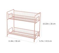 OSOLADY Iron Craft Dual-layer Cosmetics Storage Rack, Desktop Sundries Organizer for Home and Office, Rose Gold Metal Household Double-layer Shelf for Makeup Vanity and Personal Care