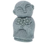 OSOLADY Japanese Jizo Bodhisattva Buddha Statue Figurine, Vintage Sandstone Monk Craft Decor for Home and Garden, Prayer Sculpture Flower Offering, Zen Meditation Ornament