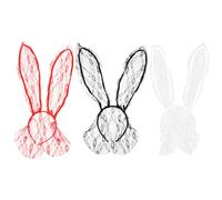 OSOLADY Lace Rabbit Ears Headbands Random Color 3pcs Adorable and Eye-catching Hair Clasp Christmas Party Supplies Hair Accessories for Girls for Cheer Props and Bars