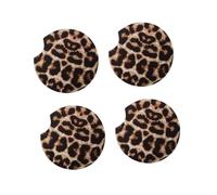 OSOLADY Leopard Print Car Cup Mat Non-slip Coaster Pad Set 4pcs for Vehicle Cup Holders Sturdy Drink Holder Accessories for Travel and Daily Use