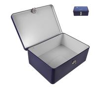 OSOLADY Lockable Tin Box with Secure Metal Lock, Vintage Rectangle Iron Storage Case for Cosmetics and Documents, Stylish Retro Desk Organizer Box for Vanity Or Workspace