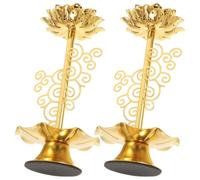 OSOLADY Lotus Shape Candle Holder 2pcs Alloy Buddha Offering Candle Base for Meditation Room Home Decor Buddhist