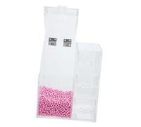 OSOLADY Makeup Brush Holder with Lid and Pearl Detail, Multi-functional Makeup Bucket Cosmetic Organizer for Vanity, Dustproof Cosmetics Storage and Jewelry Holder for Women