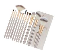 OSOLADY Makeup Brush Set for Creating a Delicate White with Nylon and Pu Bristles 12pcs Wooden and Aluminium Handles, Including Brow Makeup Comb for Professional Salon and Store Use