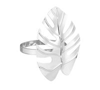 OSOLADY Metal Monstera Leaf Napkin Rings with Silver Finish 6pcs Multi-purpose Dinner Napkin Holders Modern Stylish Design, Not Easy to Fade for Hawaii Parties and Weddings
