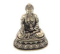 OSOLADY Miniature Buddha Figurine Brass Statue Vintage Buddhist Prop Tabletop Decoration for Home and Office Religious Craft Ornament