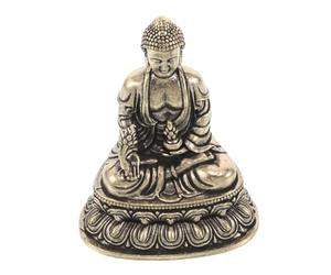 OSOLADY Miniature Buddha Figurine Brass Statue Vintage Buddhist Prop Tabletop Decoration for Home and Office Religious Craft Ornament