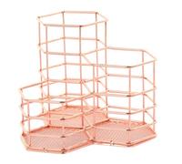 OSOLADY Multifunctional Prevents Pen Point Breaking Iron Pen Holder for Desk with Geometric Style Stationery Organizer for Writing Table and Dorm Desk Table