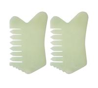 OSOLADY Natural Jade Massage Combs Scalp Massaging Combs Portable Light Green 2pcs to Accelerate Blood Circulation for Relaxation and Skin Care