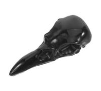 OSOLADY Obsidian Crow Skull Figurine 1.9 Inch Gothic Bird Statue Black Raven Head Bone Sculpture for Witchy Desk Decor and Collectible Halloween Gothic Room Decoration
