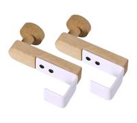 OSOLADY Over The Door Hooks Towel Hanger Wooden and Iron Nail-Free 2pcs Clothes Hook Simple Rustic Design Rust-Resistant and Sturdy for Drawer Cabinet Door Wide Application