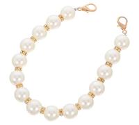 OSOLADY Pearl Chain Handbag Strap 30cm Metal DIY Purse Replacement Chain with Gold Clasp Round Pearls for Bag Accessories