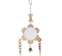 OSOLADY Pet Parrots Mirror Swing with Bell, Entertaining Bird Hanging Mirror for Cockatiel and Bird, Made of Sturdy Metal and Composite Material, for Cage Chewing and Playing