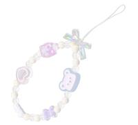 OSOLADY Pink Heart Bear Beaded Phone Lanyard Strap Anti-lost Wrist Strap for Mobile Phone Camera U Disk Decorative Multi-use Charm Accessory