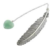 OSOLADY Portable Lightweight Crystal and Metal Bookmark with Delicate Plumes and Ball Pendant, for Reading, Fits into Purses and Pockets