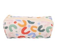 OSOLADY Portable Teen Makeup Bag with Cotton Cloth Material, Quilted Embroidery Design, Large Capacity Pencil Pouch for Office and Shopping, Keeps Everything Organised