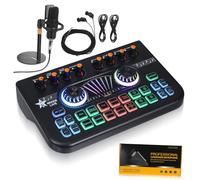 OSOLADY Professional Audio Mixer Microphone Bundle with Voice Changer for Home Studio Podcasting Live Streaming Gaming Plug and Play Compatible with Multi-device Smooth Audio Transition