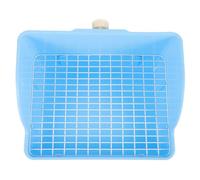 OSOLADY Rabbit Litter Box Large Plastic Pet Potty Tray Steel Wire Base Blue Square Small Animal Toilet for Guinea Pig Enclosure and Household Pet Toilet Training