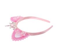 OSOLADY Rhinestone Cat Ear Tiara Headband, Cat Ear Hair Band, Pink Plastic Polyester Rhinestone, Halloween Cosplay Princess Parties Accessory
