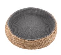 OSOLADY Round Wicker Pet Bed Grass Woven Sleeping House Cushion for Small Dogs Cats Puppies Lightweight Comfortable Warm Mat