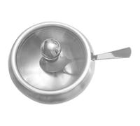 OSOLADY Salt and Sugar Container Sets Seasoning Storage Container 450ml Stainless Steel Glass with Lid Spoon Dustproof Delicate Simple Shape for Cafe Party