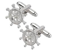 OSOLADY Ships Wheel Male Cufflinks Copper in Silver, Creative Fashion Shirt Fasteners for Banquet Decorations and Casual Events, Odorless Design, 1 Pair