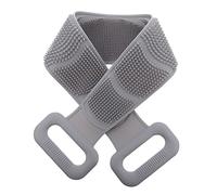OSOLADY Silicone Bath Towel Back Rub Towel Double-sided Long Back-pulling Shower Scrubber for Body Exfoliating Grey Silicone Bathing Supplies