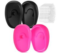 OSOLADY Silicone Ear Cover for Shower 2 Pairs Waterproof Ear Shields 100 Disposable Caps for Hair Dye and Professional Grooming Use