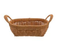 OSOLADY Small Woven Bread Basket: Oval Fruit Basket - Plastic Serving Tray - Vegetable Storage Bowl for Kitchen, Countertop, Restaurant, Outdoor, Easter Snack