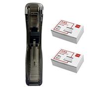 OSOLADY Stapler Document Clipper Black Seamless Push Clip Dispenser 100Pcs Refill Clips for Office Binding and Study