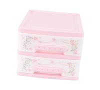 OSOLADY Storage Box and Mini Makeup Organiser Pink Plastic Compact with Two-layer Drawer Structure Practical Cosmetic Organizer for Dressing Table, Back to School Decor and Nail Polish