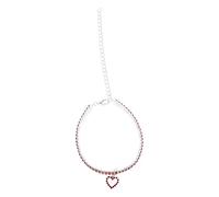 OSOLADY Three Rows Elastic Rhinestone Pet Collar with Red Heart Pendant, Puppy and Cat Neckwear, M Size 25cm+7cm Adjustable Chain Dog Necklace for Small Pets