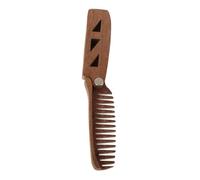 OSOLADY Travel Beard Comb for Men Folding Wooden Wide-tooth Grooming Comb with Pu Protective Case for Beards Hair