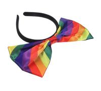 OSOLADY Vibrant Rainbow Headband Bow for Women Festival Outfit Accessory Stretchy Hair Ribbon