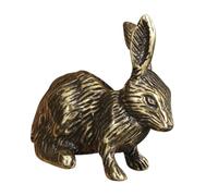 OSOLADY Vintage Brass Figurine Easter Decor Creative Rabbit Statue Retro Finish Miniature Bunny Ornament for Home Desk Table Decoration Holiday Centerpiece
